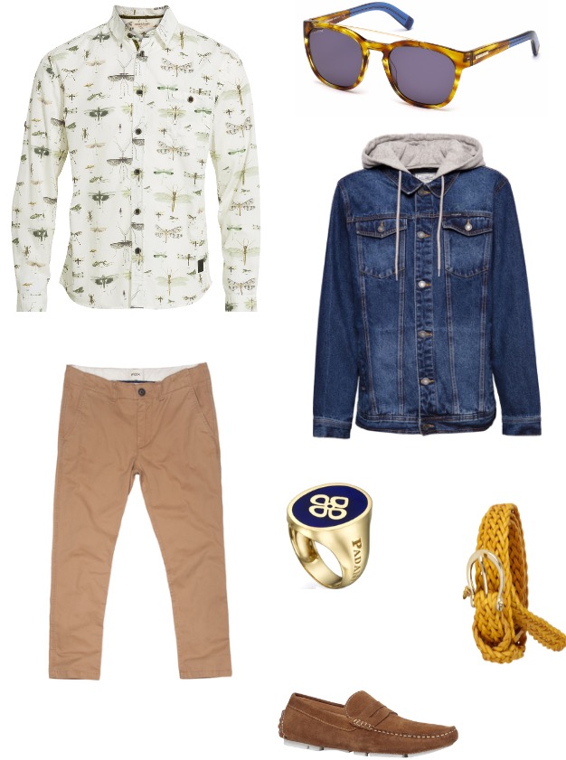 ג'קט ג'ינס פול אנד בר/ חולצה מכופתרת Anderkjendt ל'סטורי'/ מכנסיים פוקס/ חגורה מסימו דוטי/ נעליים אלדו/ טבעת פנדי/ משקפי שמש Dsquared2
