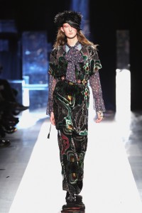 A model walks the runway at the Desigual show New York Fashion Week The Shows at Gallery 1, Skylight Clarkson Sq on February 9, 2017 in New York City
