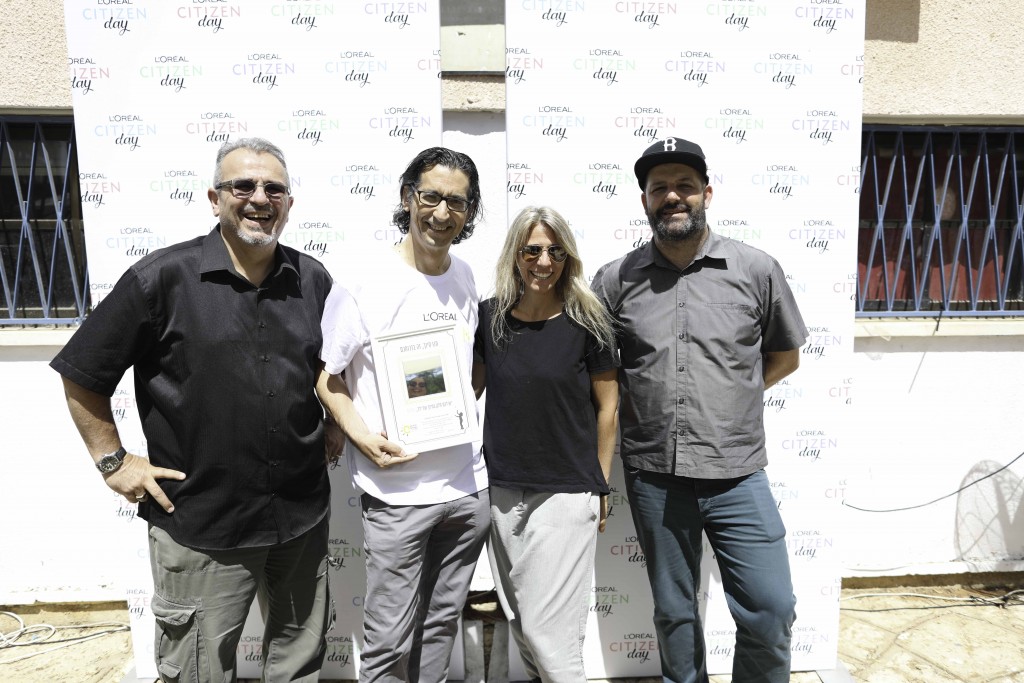 ליאור שמואלי מנכ"ל פנימיית עלומים, עודד קרתי מנהל עלומים, יעל בנאי ואלי שגיב / צלם: אסף רביבו